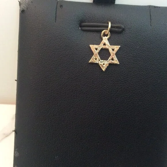 14k Solid Real Yellow Gold Star Of David Small pendantcharm.70gr